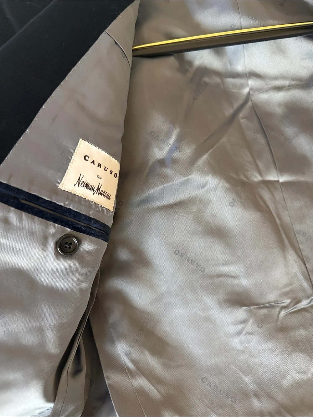 Caruso Navy Velvet Single-Breasted Sport Coat